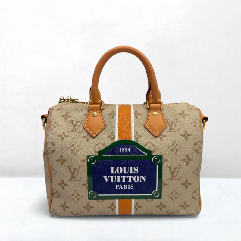 LV包包 限量巴黎路牌標誌奶油色Speedy 25-0