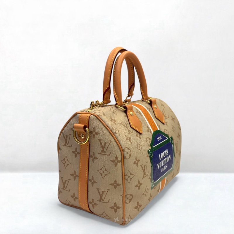 LV包包 限量巴黎路牌標誌奶油色Speedy 25-1