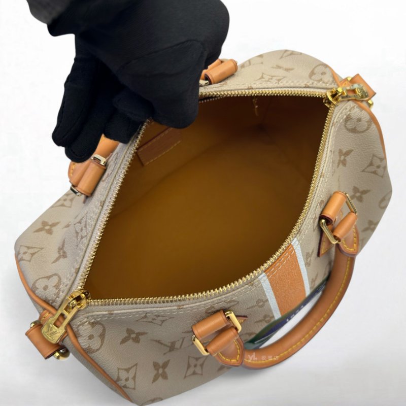 LV包包 限量巴黎路牌標誌奶油色Speedy 25-5