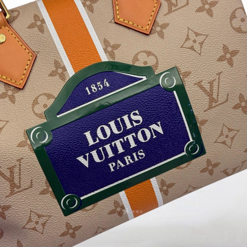 LV包包 限量巴黎路牌標誌奶油色Speedy 25-6