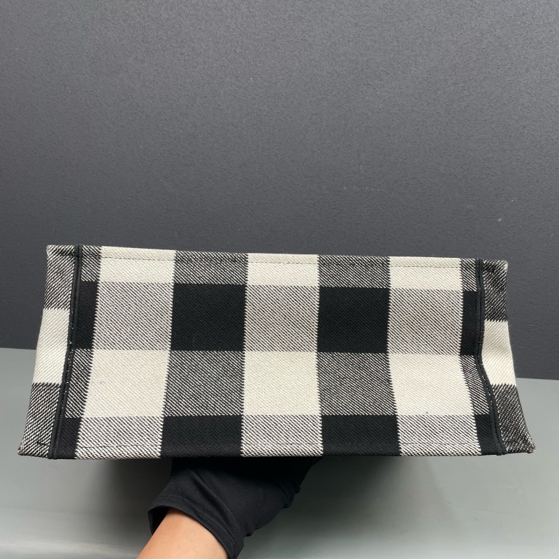 Dior迪奧 黑白格紋book tote大號托特包-4