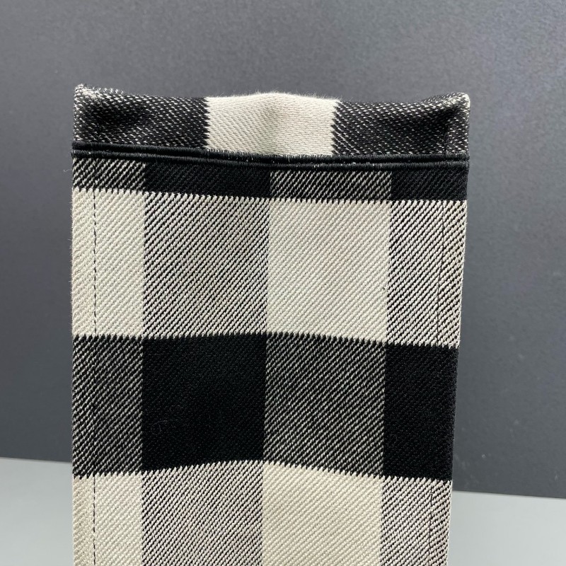 Dior迪奧 黑白格紋book tote大號托特包-12