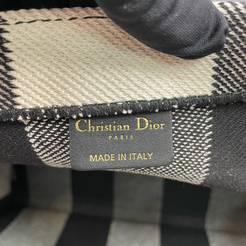 Dior迪奧 黑白格紋book tote大號托特包-18