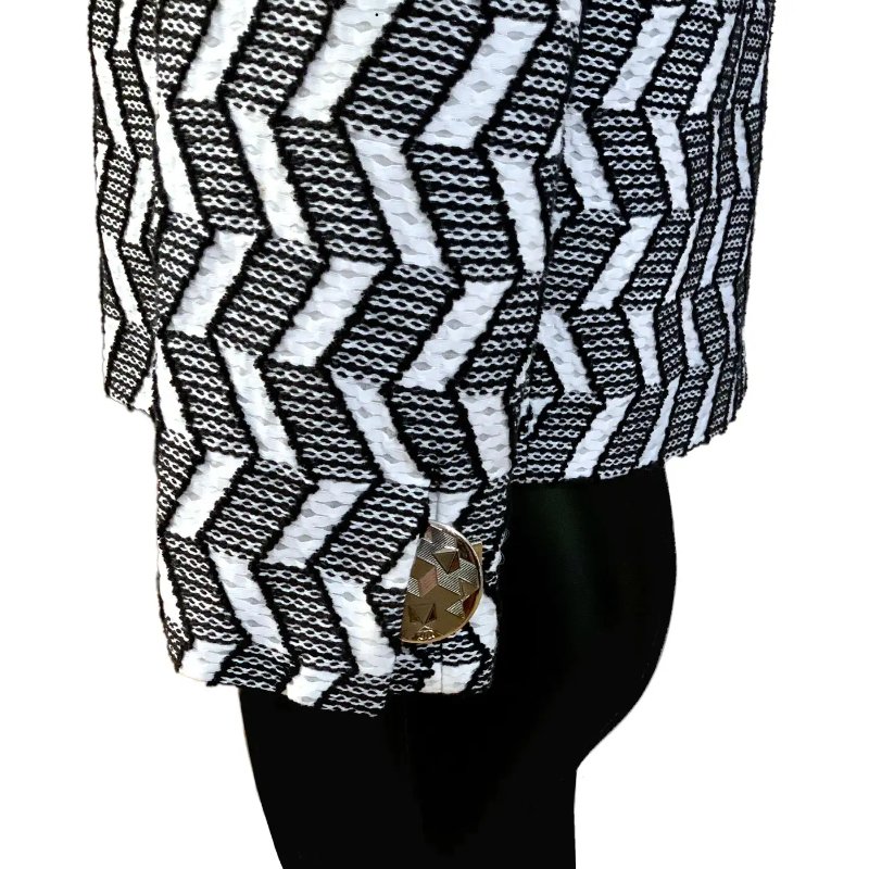 Chanel 16S 黑白幾何圖騰兩口袋軟泥外套-8