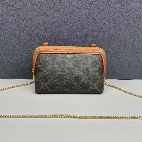 Celine 凱旋門老花貝殼鏈條包