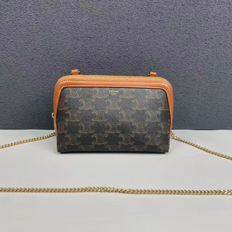 Celine 凱旋門老花貝殼鏈條包-0