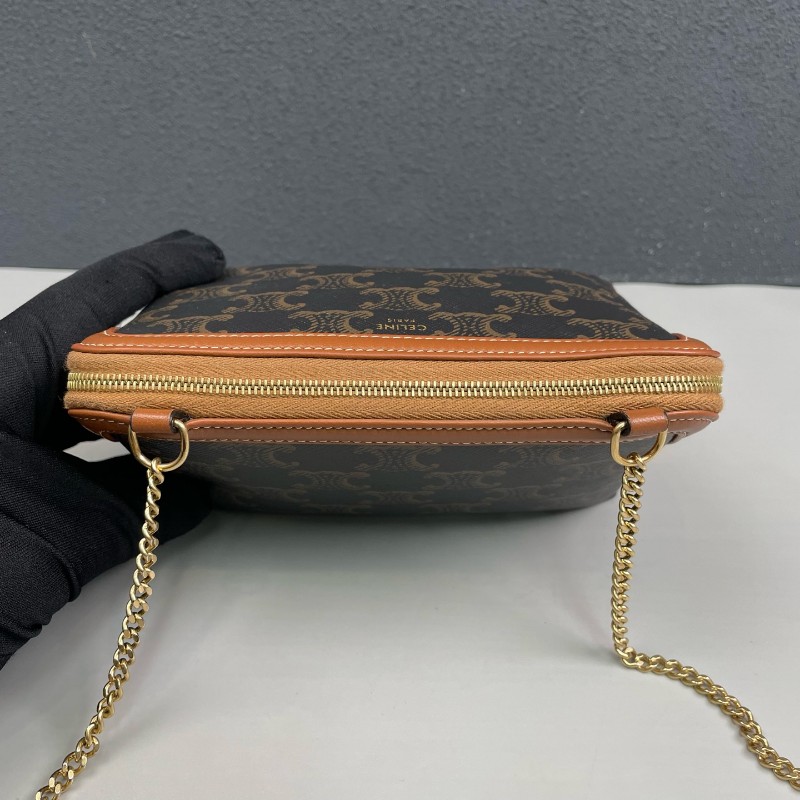 Celine 凱旋門老花貝殼鏈條包-5