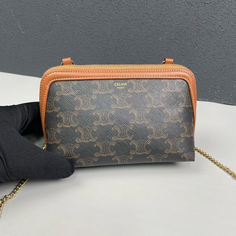 Celine 凱旋門老花貝殼鏈條包-6