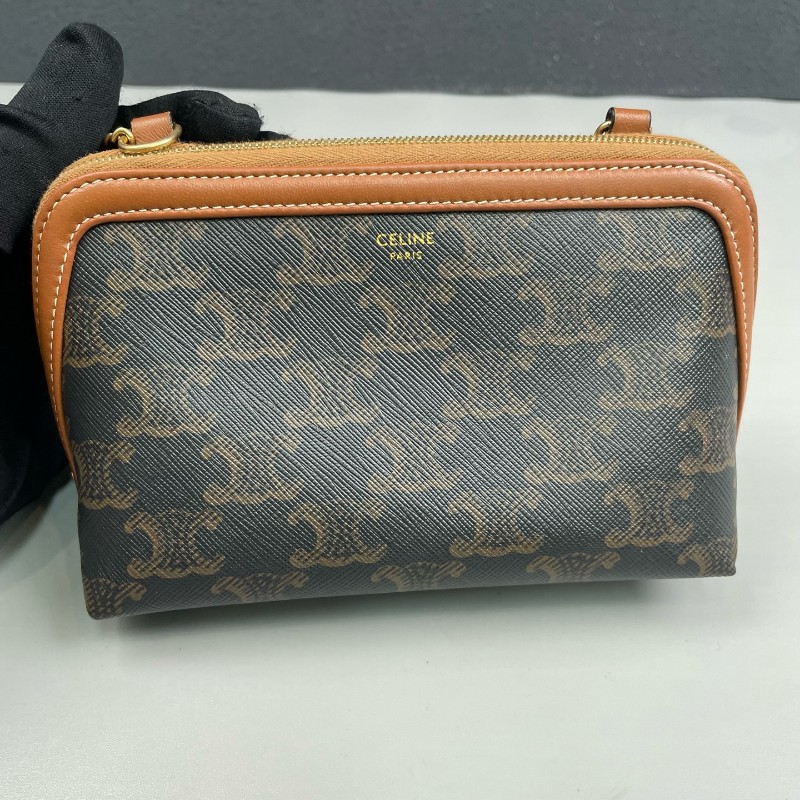 Celine 凱旋門老花貝殼鏈條包-9