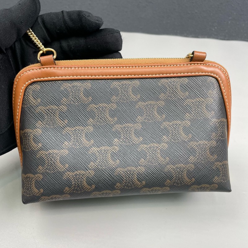 Celine 凱旋門老花貝殼鏈條包-10