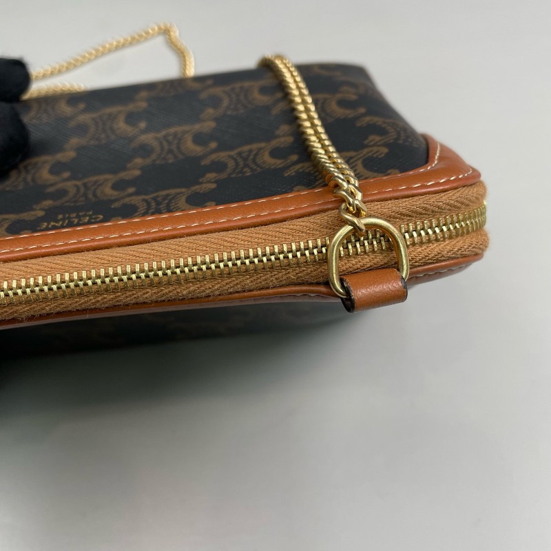 Celine 凱旋門老花貝殼鏈條包-14