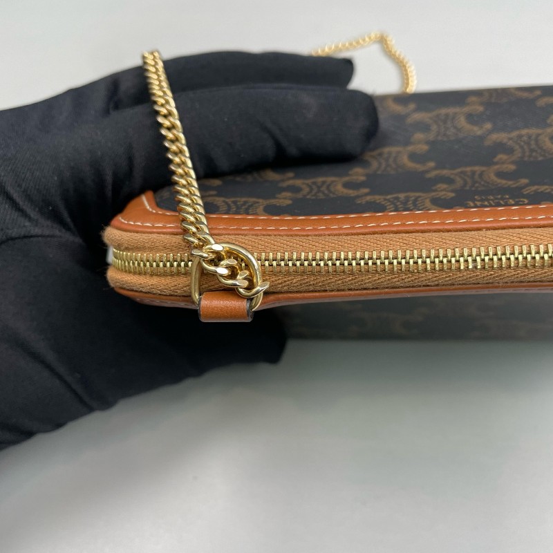 Celine 凱旋門老花貝殼鏈條包-15