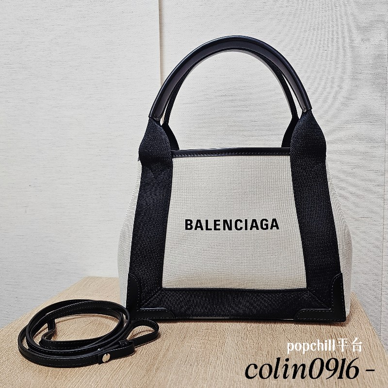[甜價出❣️別猶豫呀！]  Balenciaga米白帆布NavyCabasXS手提斜背包-0