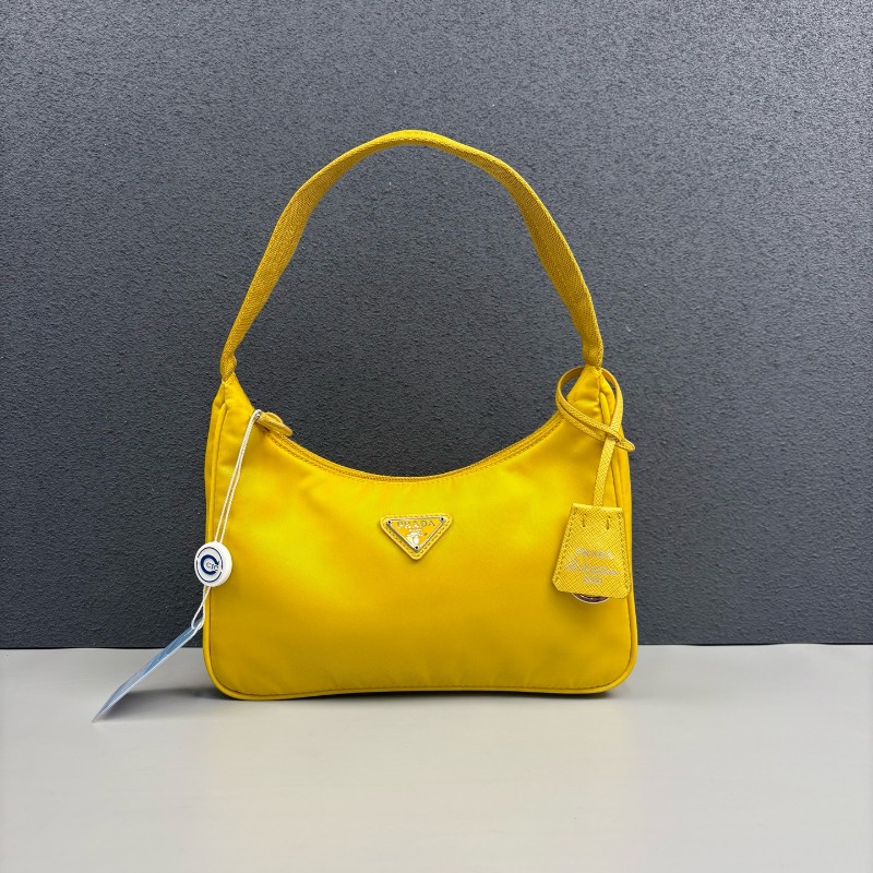 Prada黃色尼龍布Hobo肩背包-0