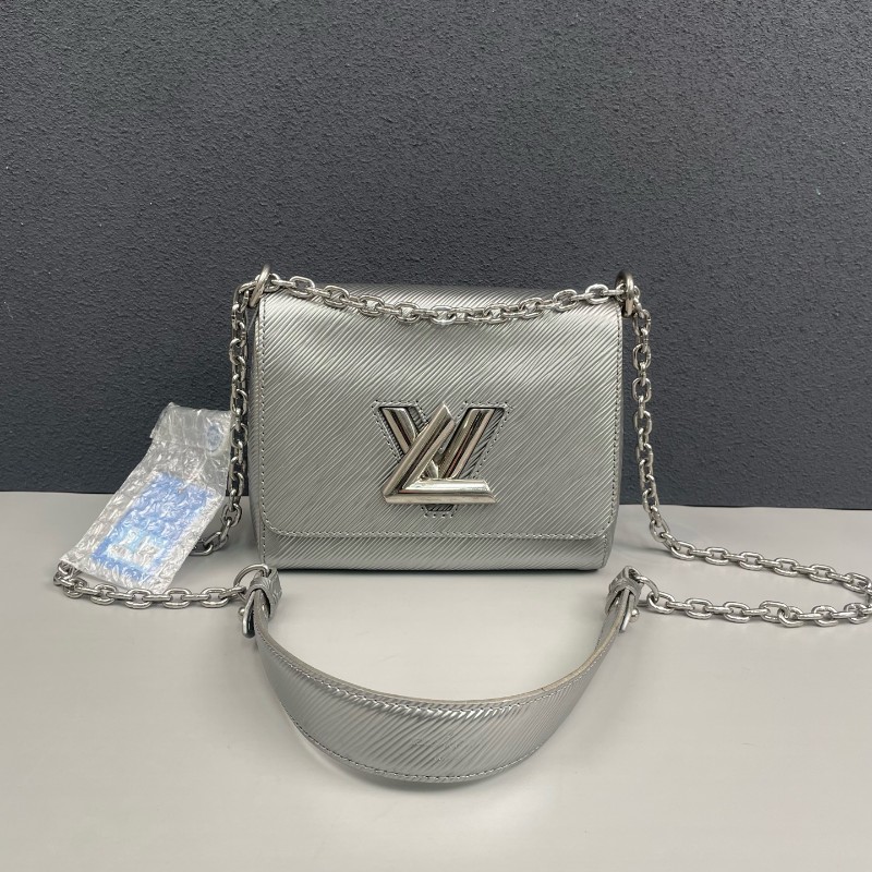 LV路易威登 銀色epi水波紋小號twist鏈條包-0