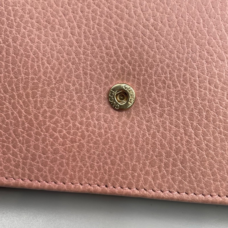 Gucci 粉色全皮風琴woc鏈條包-15