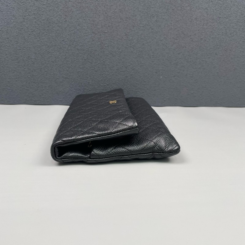 Chanel香奈兒 黑金荔枝牛皮手拿包-2