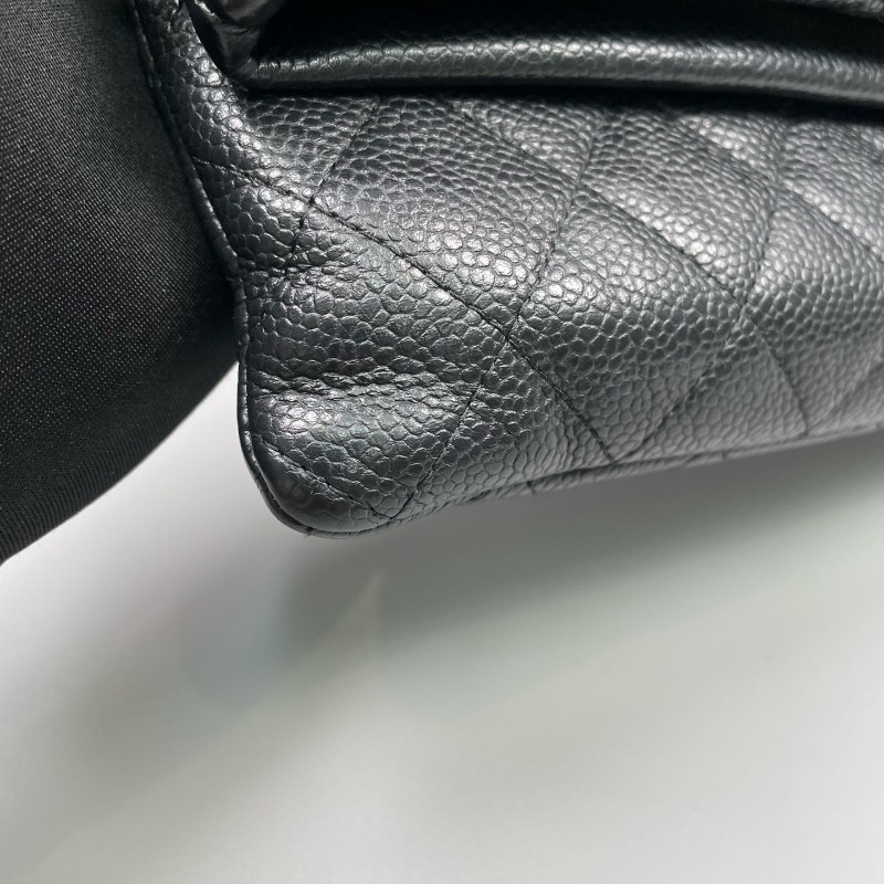 Chanel香奈兒 黑金荔枝牛皮手拿包-20