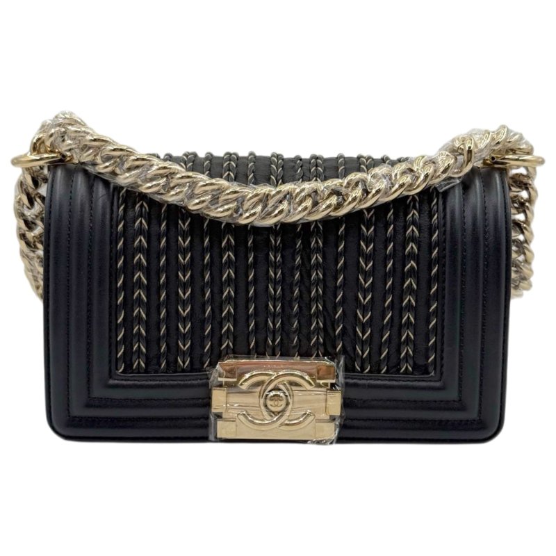 [ 2427 ] 香奈兒 CHANEL LE BOY 小號 黑金色 牛皮-0