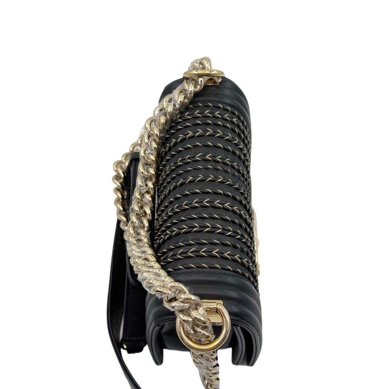 [ 2427 ] 香奈兒 CHANEL LE BOY 小號 黑金色 牛皮-4