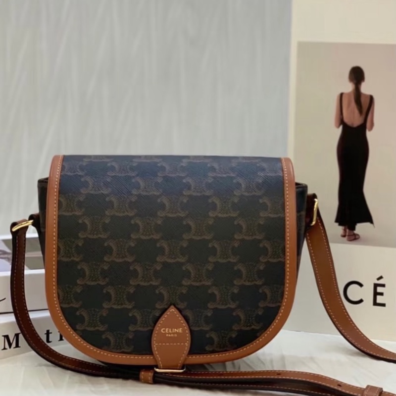 「JL精品代購」97新 CELINE 老花馬鞍包-0