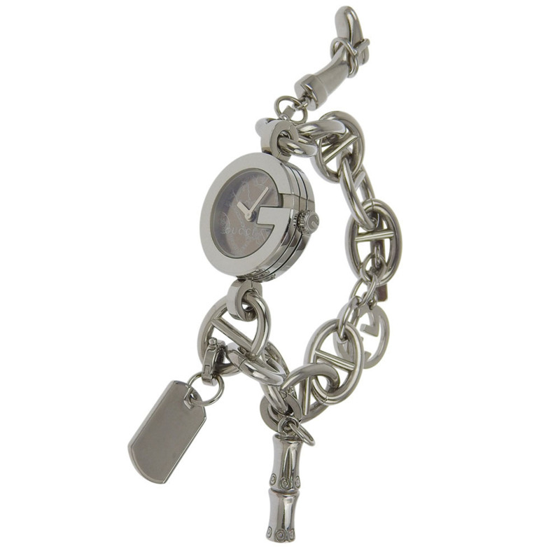 Gucci G Charm 107 女士腕錶，不鏽鋼石英指針式顯示，棕色錶盤-1
