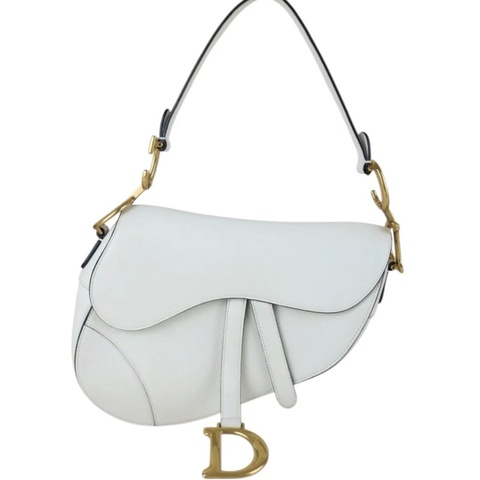「JL精品代購」97新 Dior Saddle 白色馬鞍包 中號