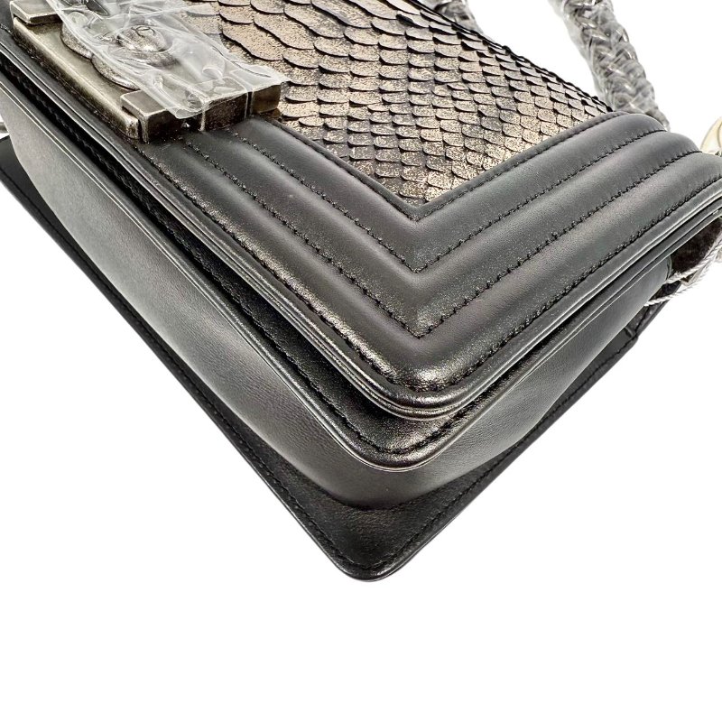 [ 2430］香奈兒 Chanel Leboy  黑銀色(蛇皮) 小號-7