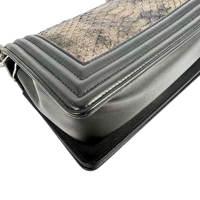 [ 2430］香奈兒 Chanel Leboy  黑銀色(蛇皮) 小號-8