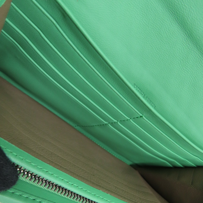 綠色 蛇皮/牛皮 銀扣 兩折皮夾【BOTTEGA VENETA 寶緹嘉】-5