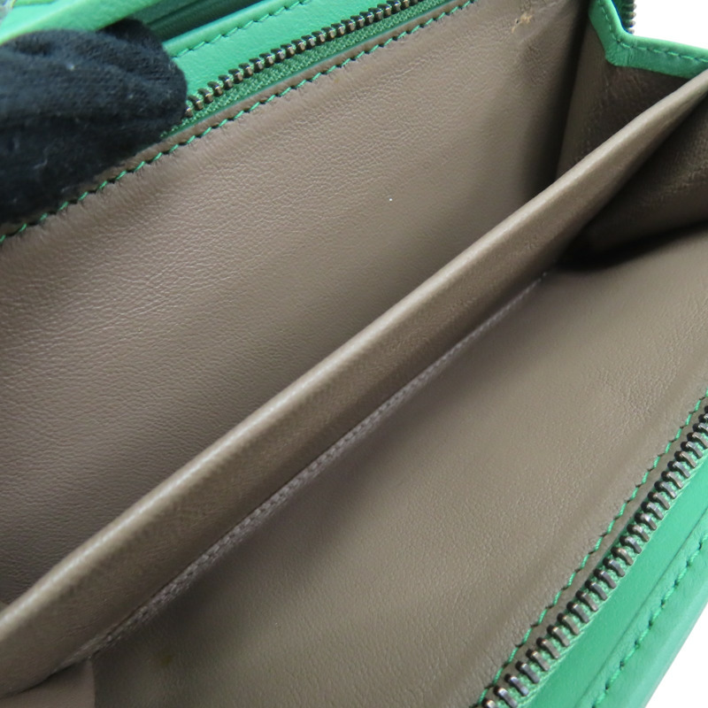 綠色 蛇皮/牛皮 銀扣 兩折皮夾【BOTTEGA VENETA 寶緹嘉】-6