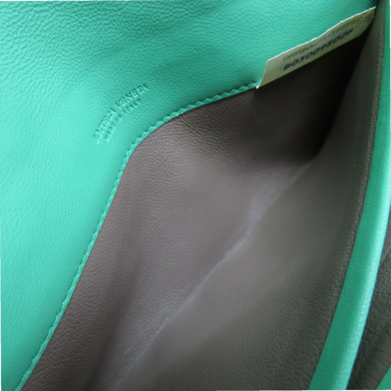 綠色 蛇皮/牛皮 銀扣 兩折皮夾【BOTTEGA VENETA 寶緹嘉】-7