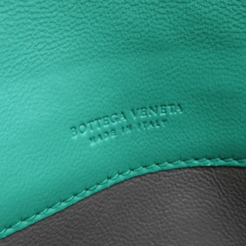 綠色 蛇皮/牛皮 銀扣 兩折皮夾【BOTTEGA VENETA 寶緹嘉】-8