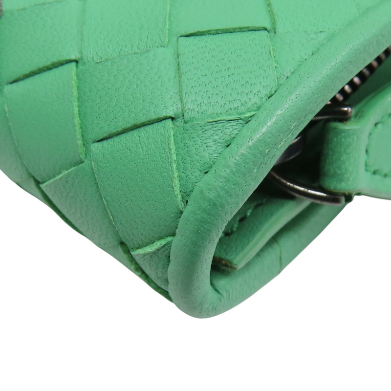 綠色 蛇皮/牛皮 銀扣 兩折皮夾【BOTTEGA VENETA 寶緹嘉】-15