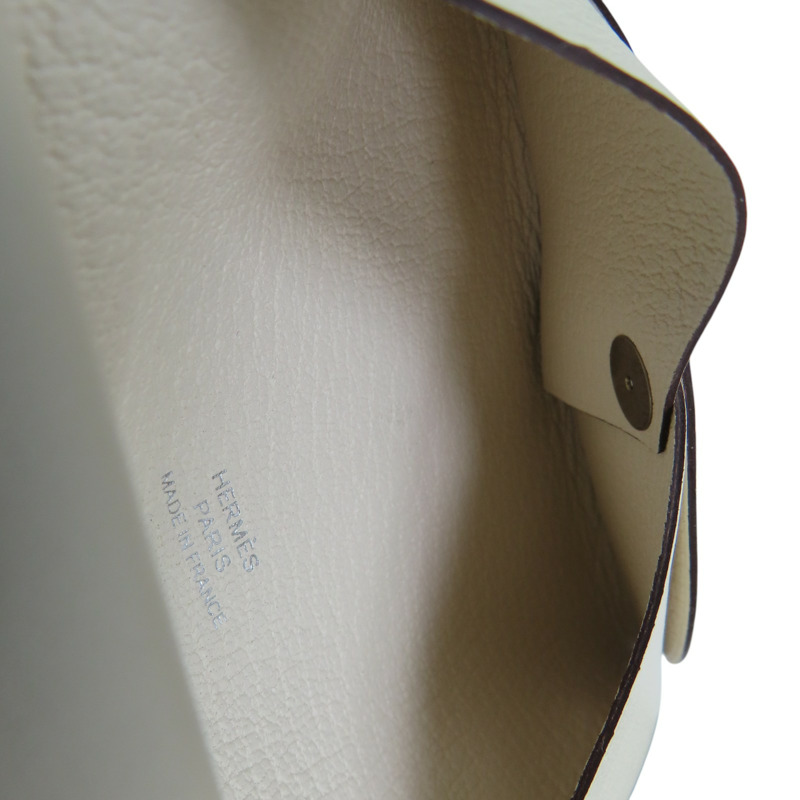 奶油白 swift牛皮 Calvi Duo 零錢包 U刻【HERMES 愛馬仕】-4