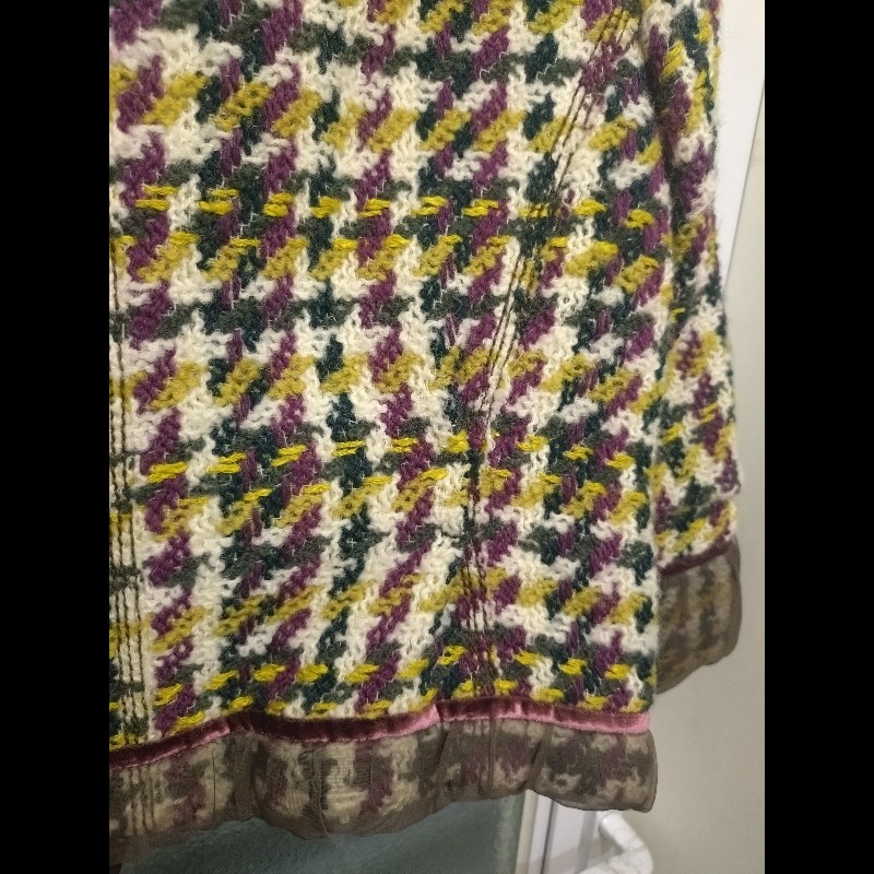 LV 咖紗領紫黃綠白毛呢外套-4