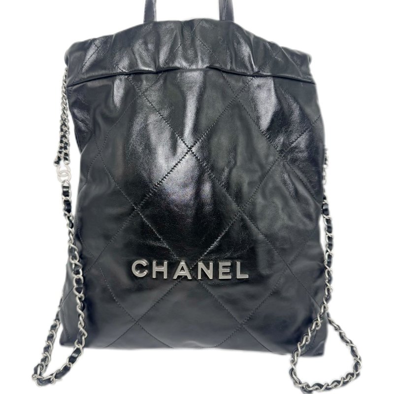 [2870] 香奈儿 Chanel 22 Bag 菱格紋， 黑銀(牛皮)-0