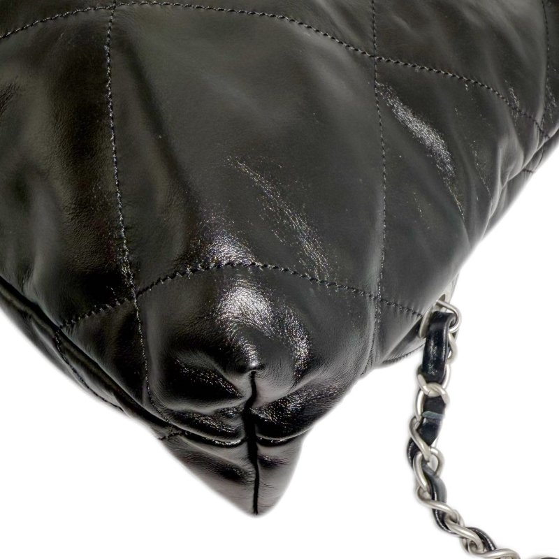 [2870] 香奈儿 Chanel 22 Bag 菱格紋， 黑銀(牛皮)-6