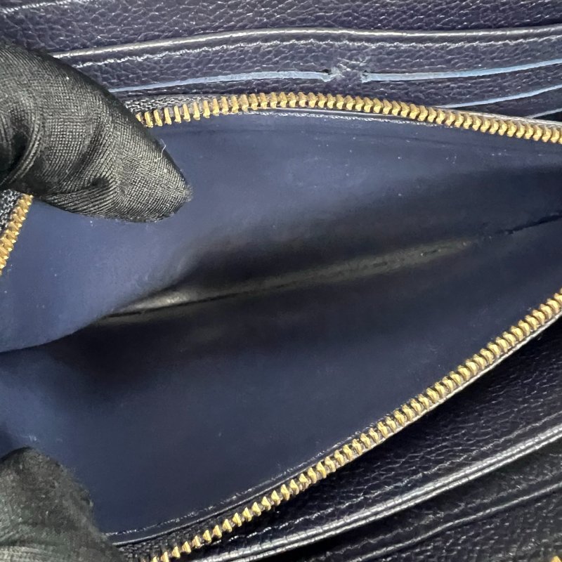 LV M60571/晶片款 海軍藍壓紋ㄇ拉長夾-9