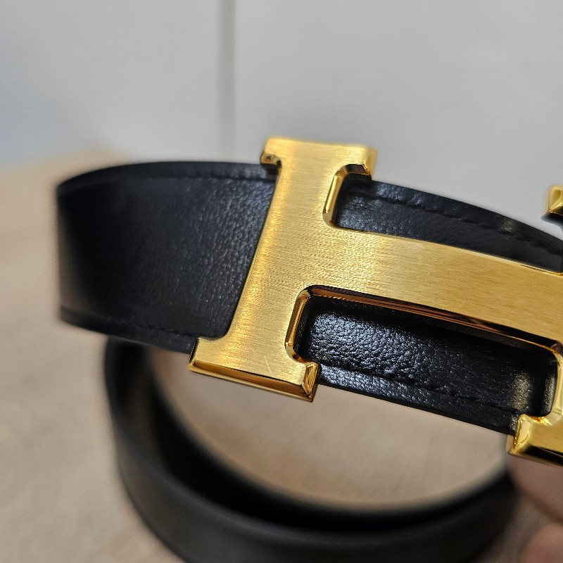 [ 愛馬仕經典款❣️] Hermes 黑Box皮積雨雲灰Togo皮金釦雙面用皮帶-2