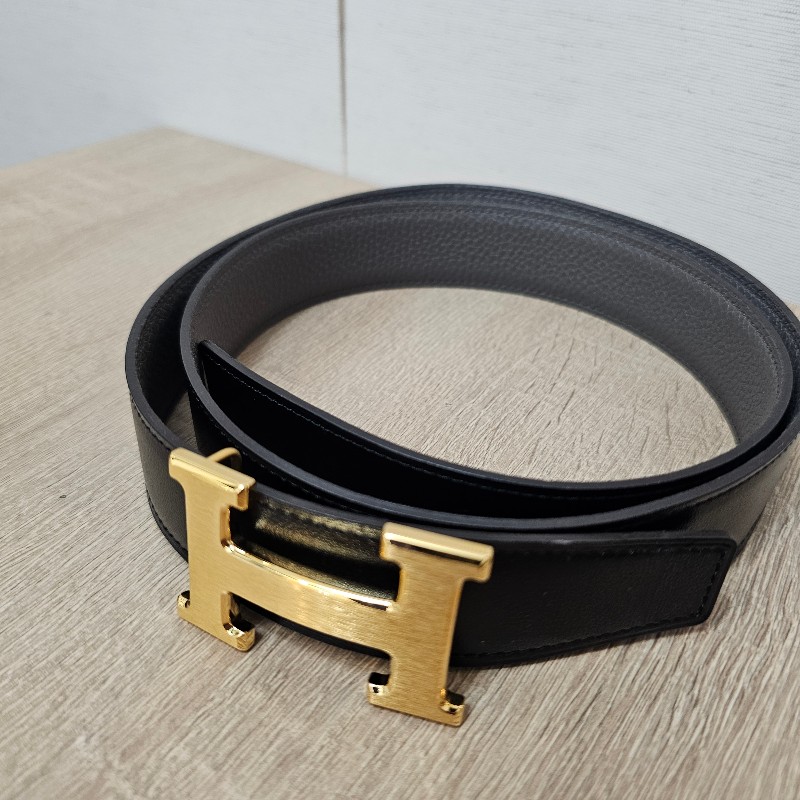 [ 愛馬仕經典款❣️] Hermes 黑Box皮積雨雲灰Togo皮金釦雙面用皮帶-3