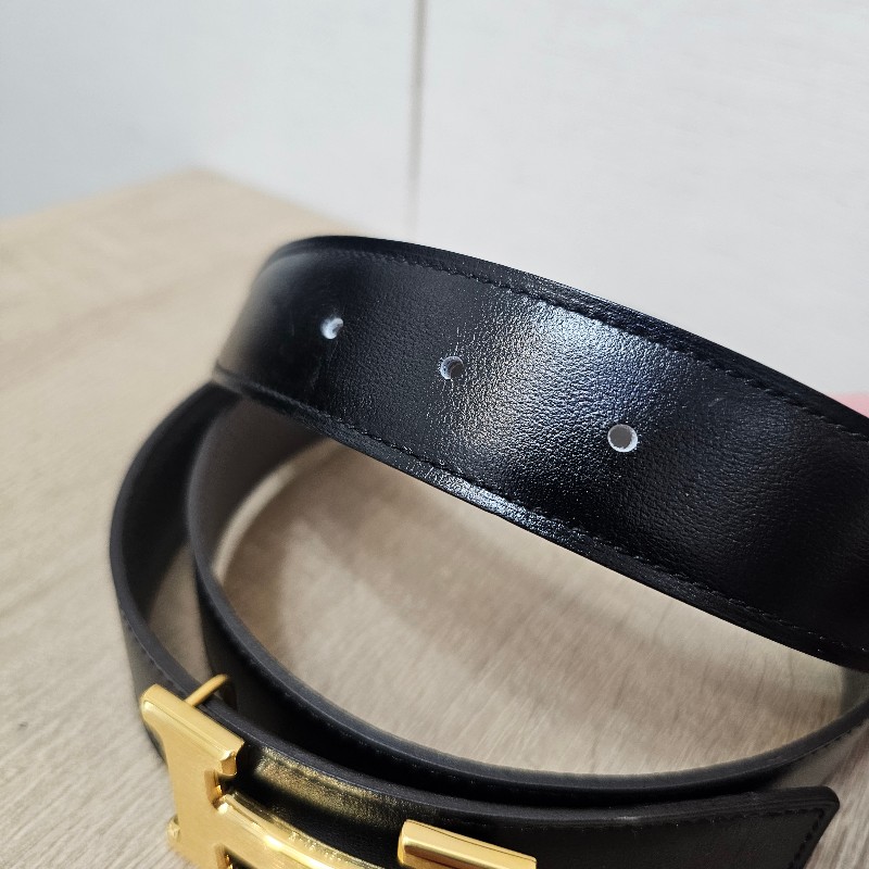 [ 愛馬仕經典款❣️] Hermes 黑Box皮積雨雲灰Togo皮金釦雙面用皮帶-4
