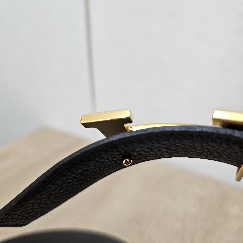 [ 愛馬仕經典款❣️] Hermes 黑Box皮積雨雲灰Togo皮金釦雙面用皮帶-16