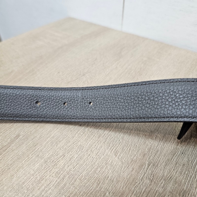 [ 愛馬仕經典款❣️] Hermes 黑Box皮積雨雲灰Togo皮金釦雙面用皮帶-17