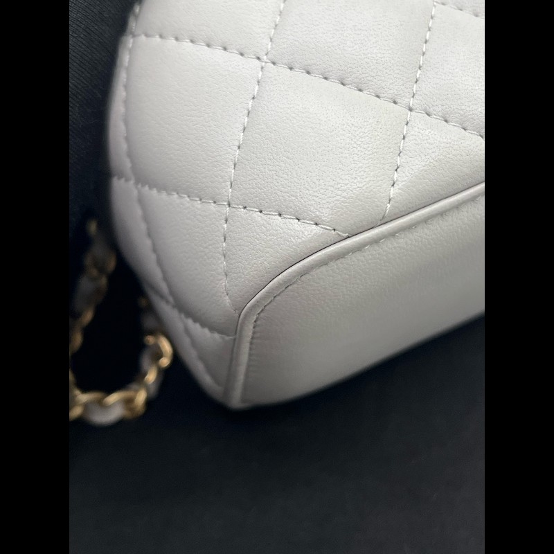 Chanel 灰色全皮化妝盒 斜背包-16