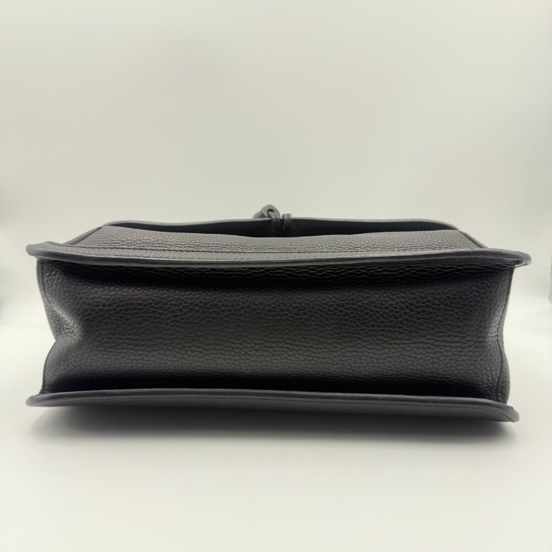 GUCCI古馳 竹節流蘇掛飾 荔枝紋牛皮 單肩包斜挎包 女款 黑色-5