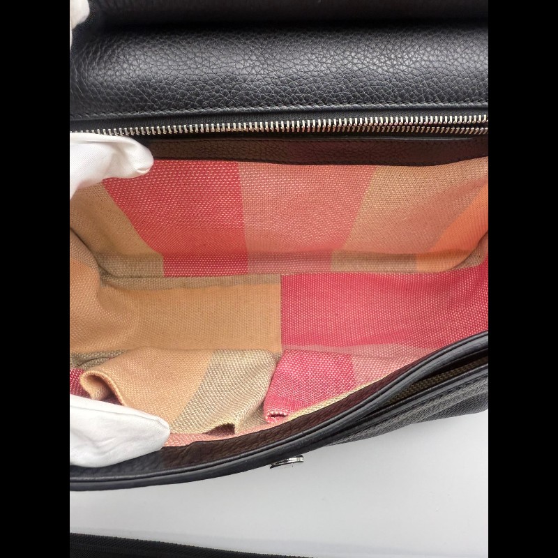 GUCCI古馳 竹節流蘇掛飾 荔枝紋牛皮 單肩包斜挎包 女款 黑色-22