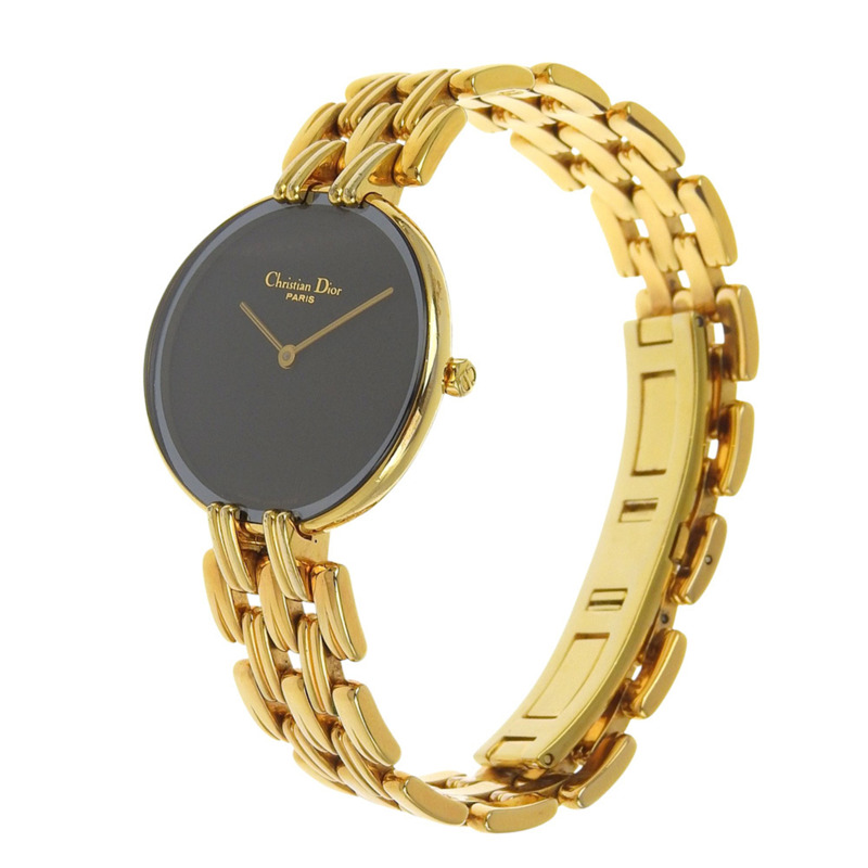 Christian Dior Bakira腕錶 D46-154-4 鍍金石英模擬顯示黑色錶盤 女士款-1