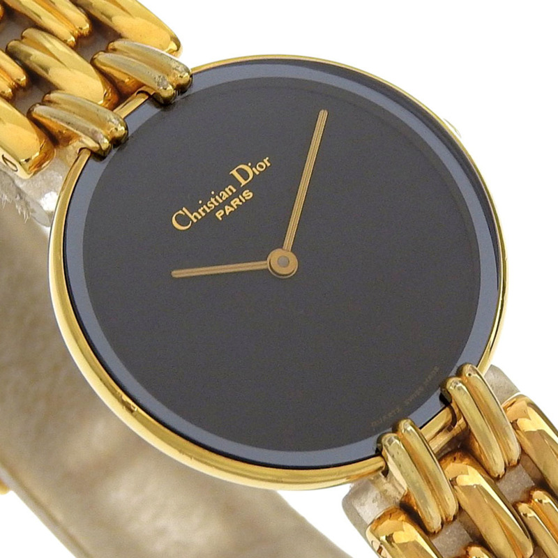 Christian Dior Bakira腕錶 D46-154-4 鍍金石英模擬顯示黑色錶盤 女士款-2