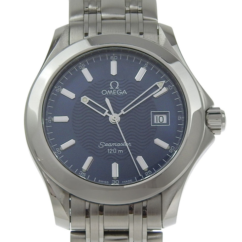 歐米茄海馬系列120公尺腕錶，1538 2511.81機芯，不鏽鋼材質，1998年，石英機芯，指針式顯示，海軍藍錶盤，120公尺防水，男款-0